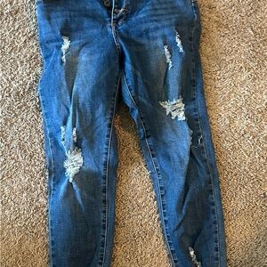 GOGO Blue Jeggings with Distressed Style